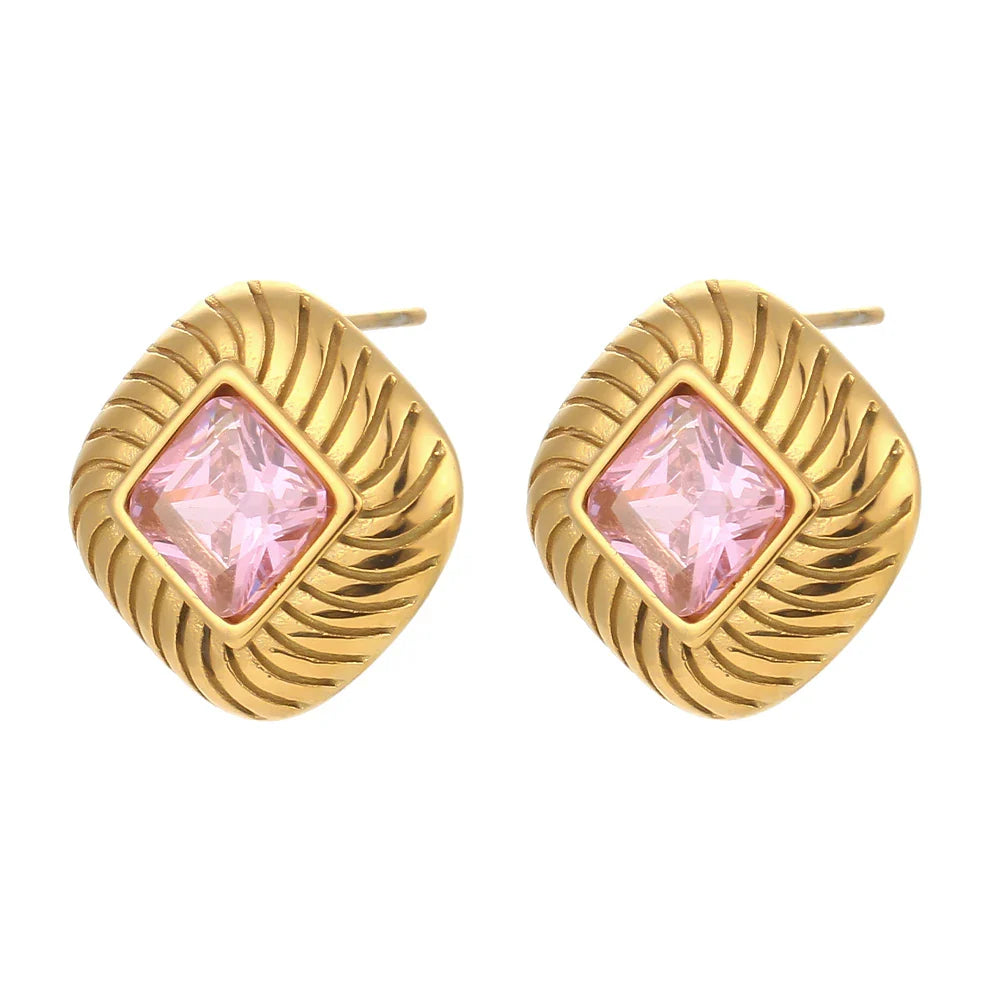 BowLift | Chunky Spiral Texture Diamond Accented Earrings