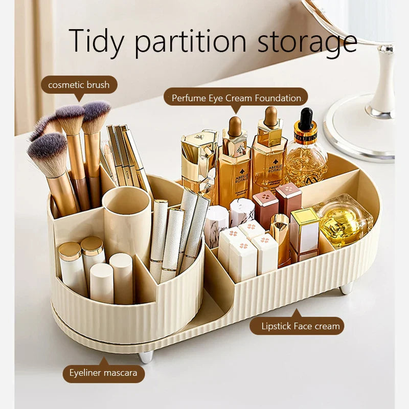 BowLift | Clearlyn SpinBox Rotatable Make-up Organizer made of Plastic | Cosmetic Box with Compartments | 360° Rotating & Space-Saving | Acrylic Look