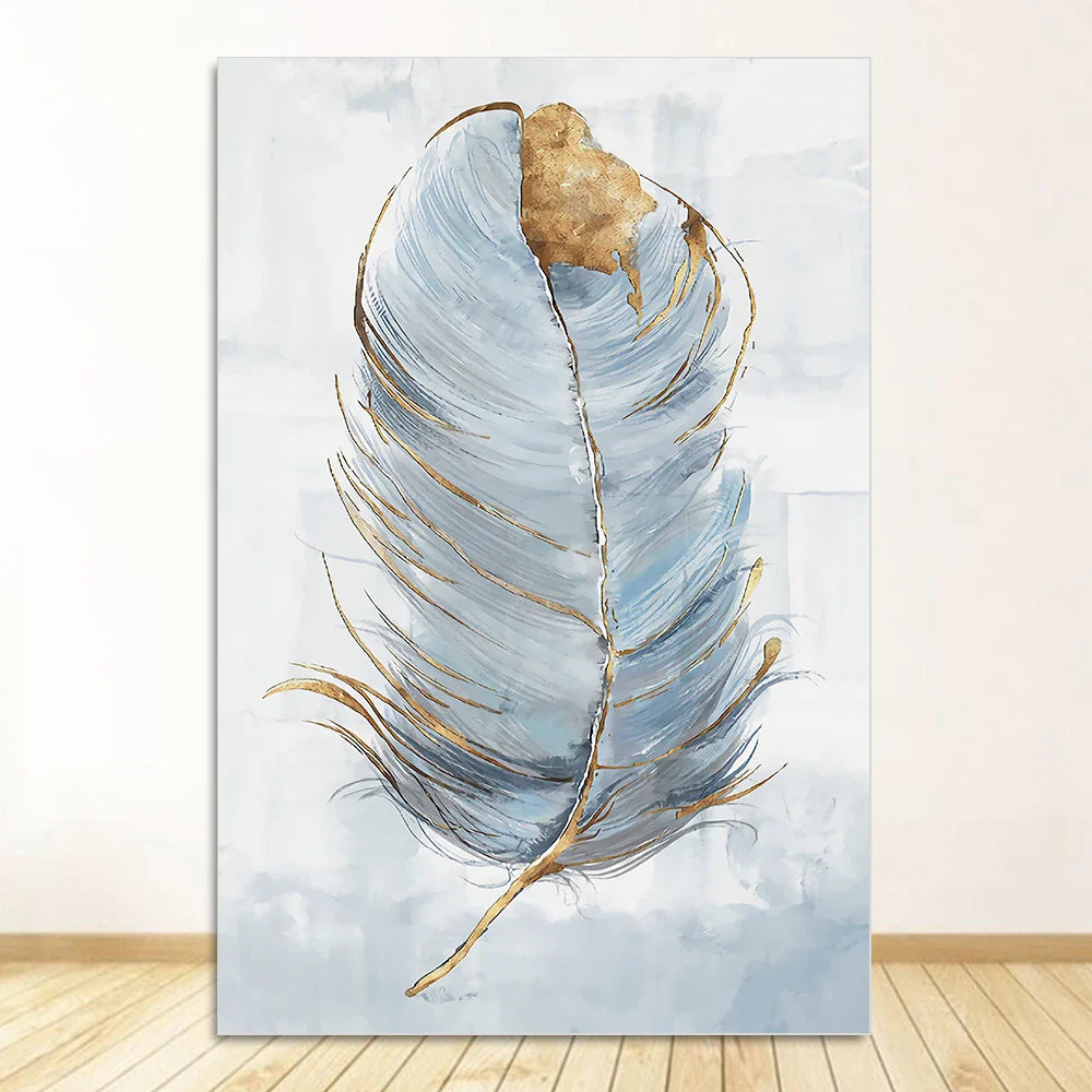 Simple Blue Floral Wall Art Fine Art Canvas Prints Modern Abstract Botanical Pictures For Living Room Bedroom Contemporary Home Decor | Bowlift