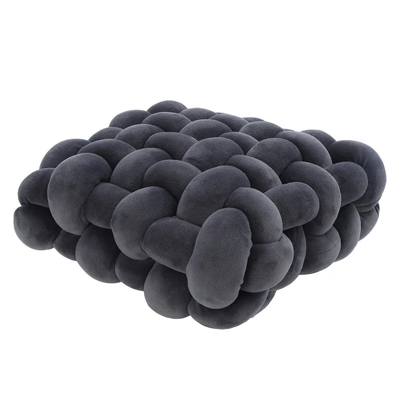 BowLift | Living Room Soft Plush Knot Pillow Sofa Pillow Solid Color Square Handwoven Home Throw Pillow Square Woven Seat Cushion Pillow