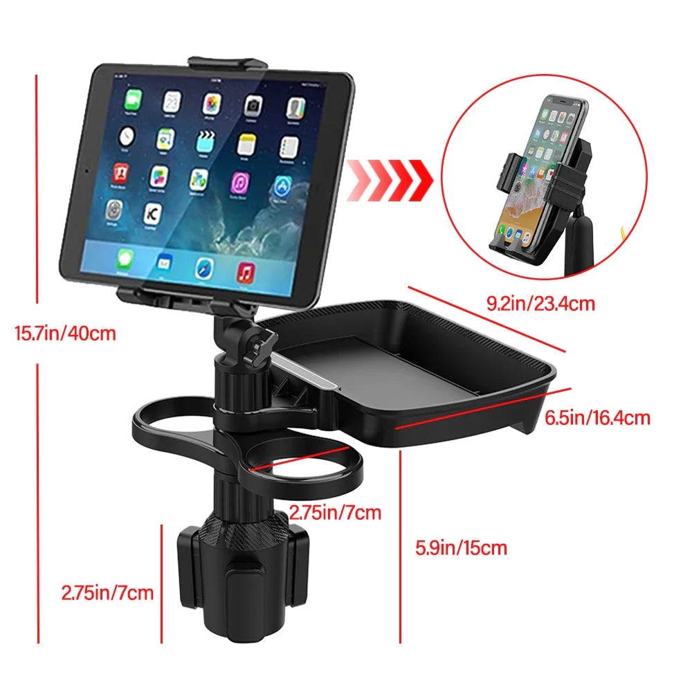 BowLift | 3 In 1 Adjustable Car Cup Tray with Phone Holder
