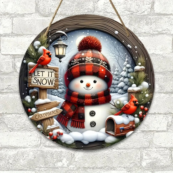 BowLift | CrystalSnow | Christmas wreath made of acrylic | Snowman & winter design | Wall & door decoration Ø 20 cm