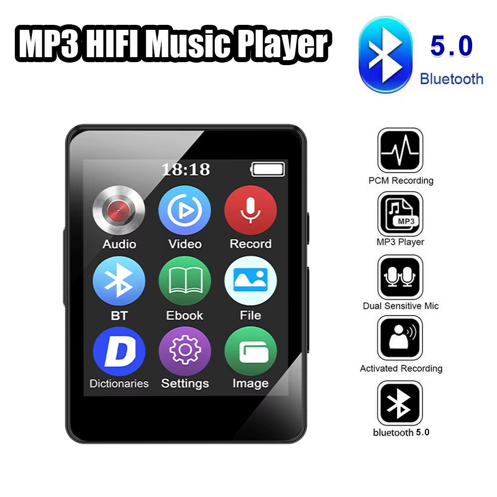 BowLift | Portable Bluetooth MP3 Player with HiFi Stereo, Mini MP4 Video Playback, LED Screen and Voice Recording
