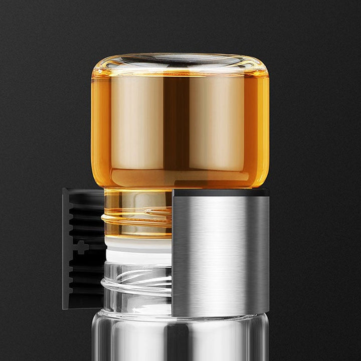 BowLift | 2in1 Double Wall Thermal Smart Tea Glass Bottle