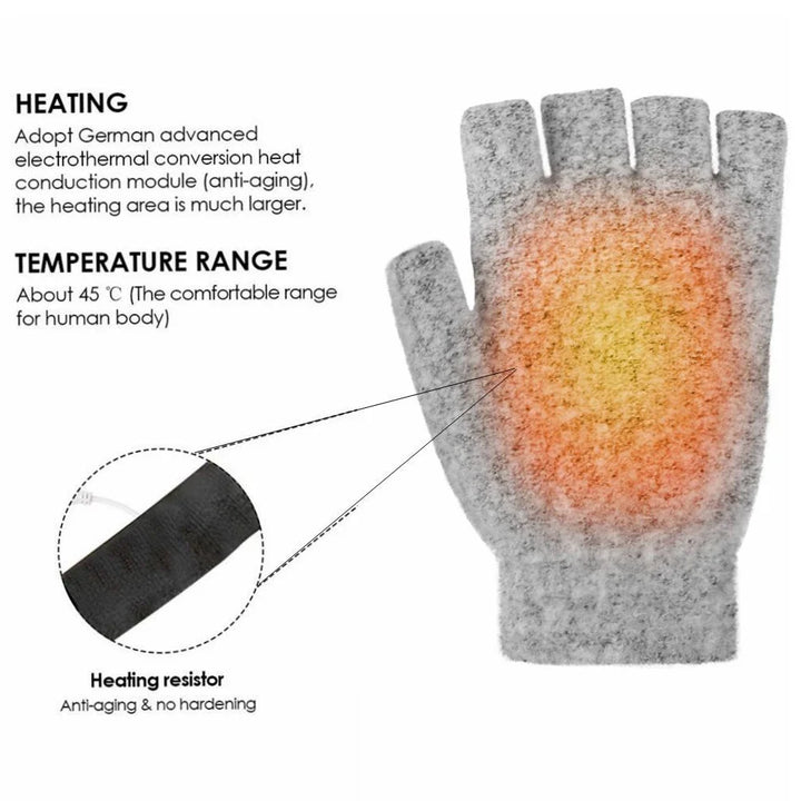 BowLift | ThermoLoom USB heating gloves | 3 heat levels | Soft knit material | Unisex one size