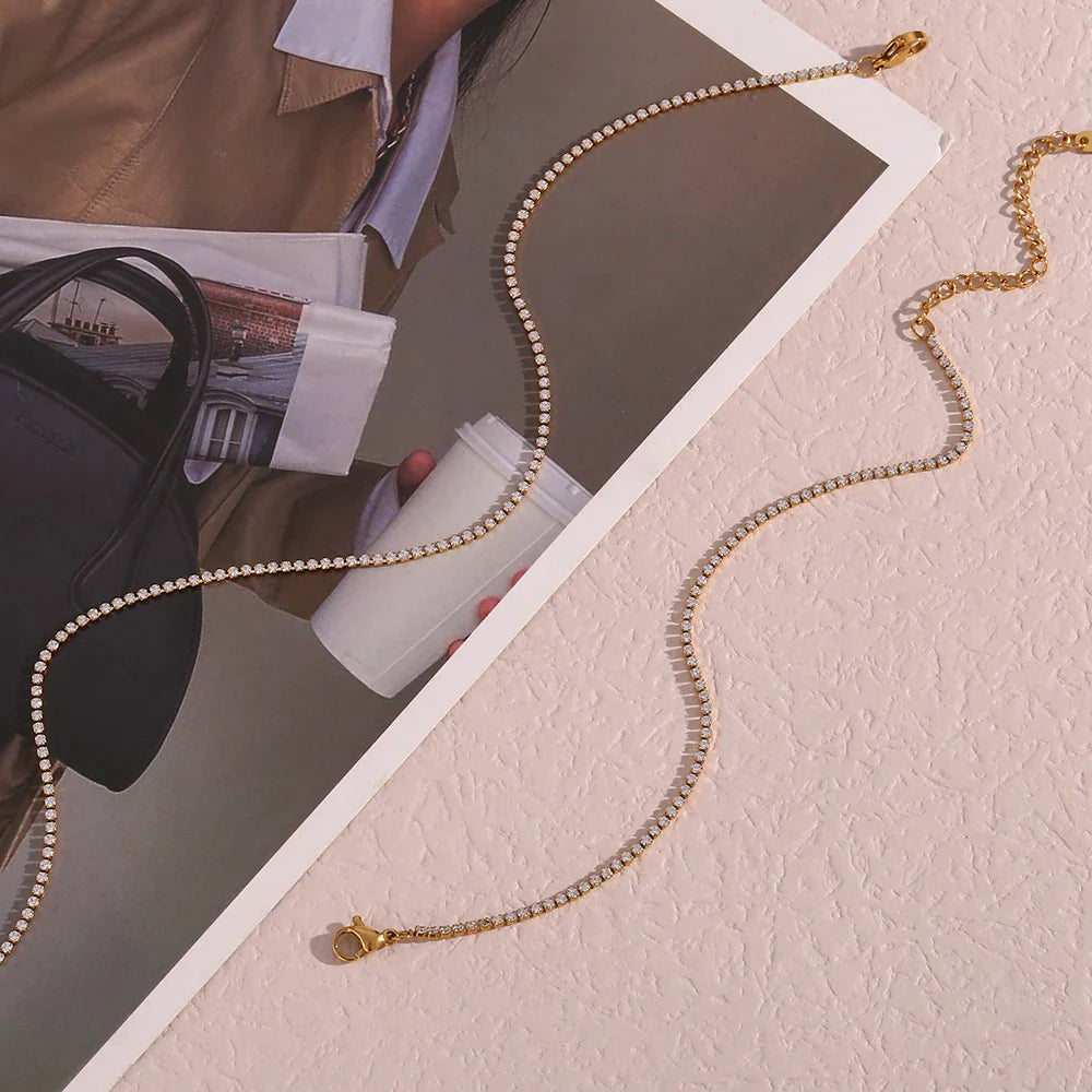 BowLift | 2mm Dainty Tennis Chain Bracelet and Necklace