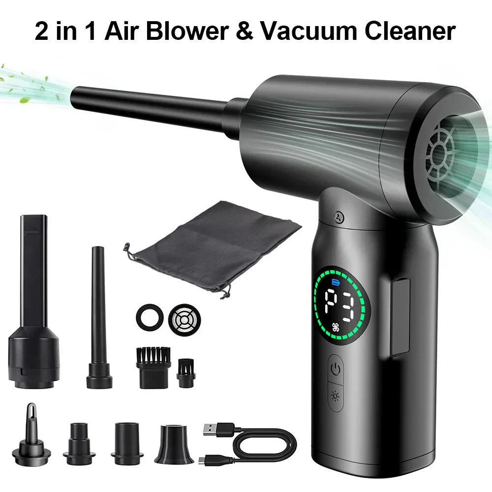 BowLift | 2-in-1 Portable Vacuum Cleaner and Blower with Compressed Air and LED Light (7500mAh)
