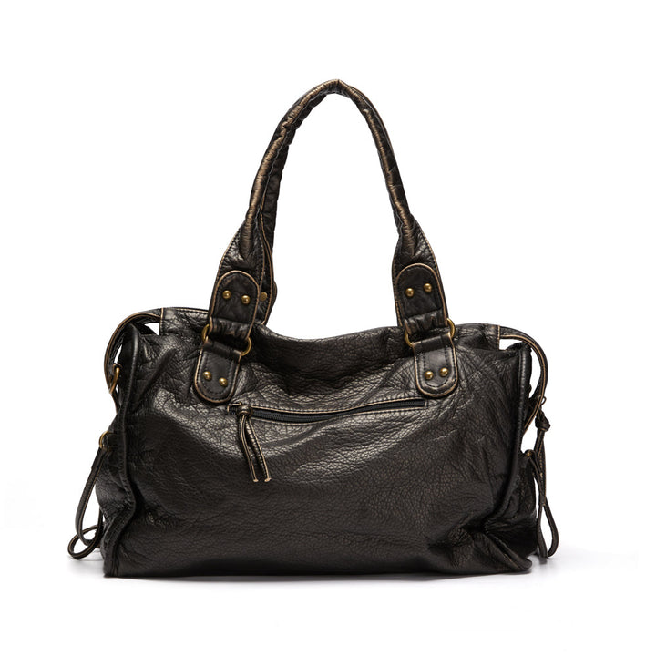 NoirClass - Elegant Black Leather Handbag Bowlift