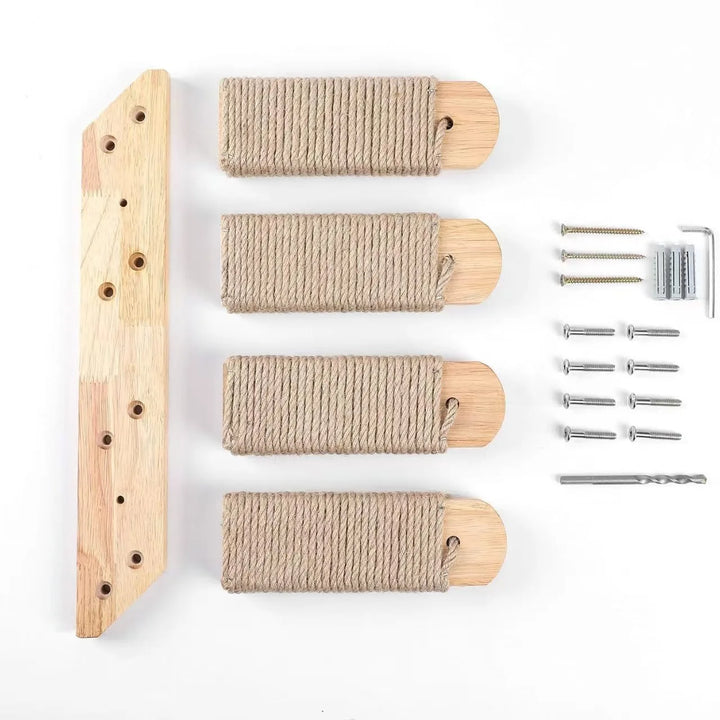 Cat climbing ladder for wall mounting made of wood with sisal Bowlift