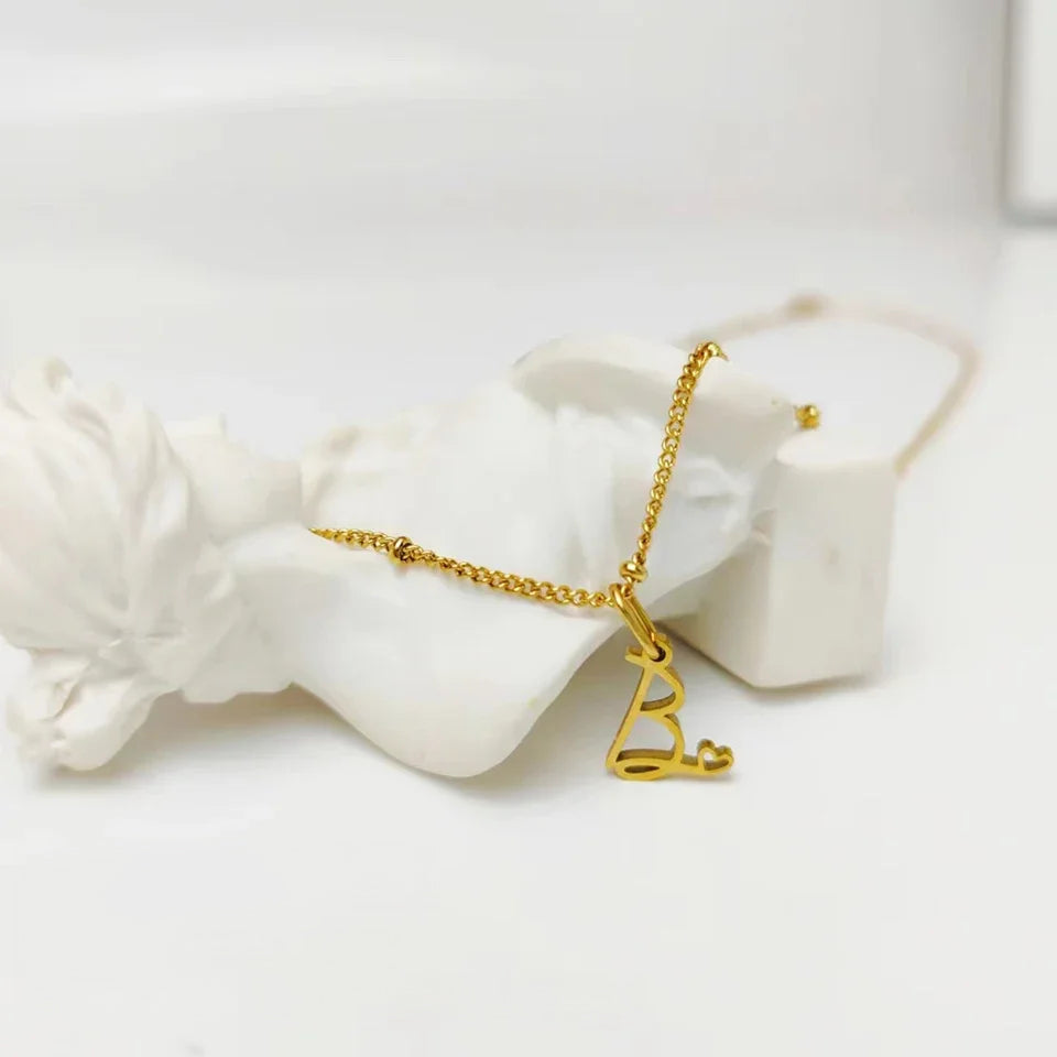 BowLift | Dainty Satellite Chain Heart Letter Initial Necklace