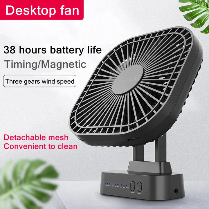 BowLift | Mini USB Fan Breezio Flex | Rechargeable with 5000 mAh Battery | 3 Levels & Timer | Foldable & Quiet for Office, Camping & Home