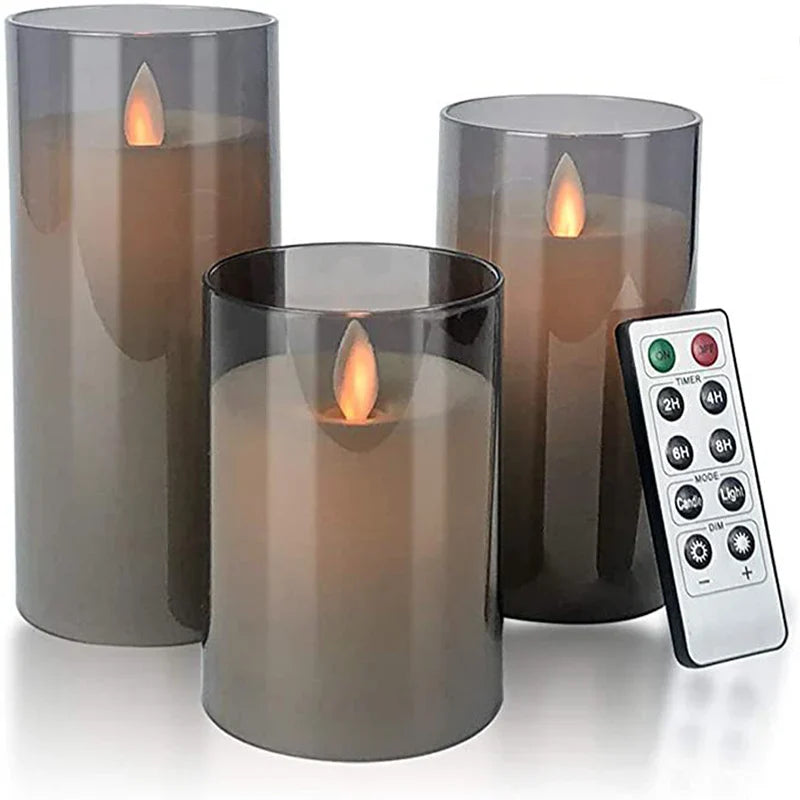 BowLift | Lumièrea | LED Candle Set with Glass | Flickering & Remote Control | Timer | Wedding & Christmas