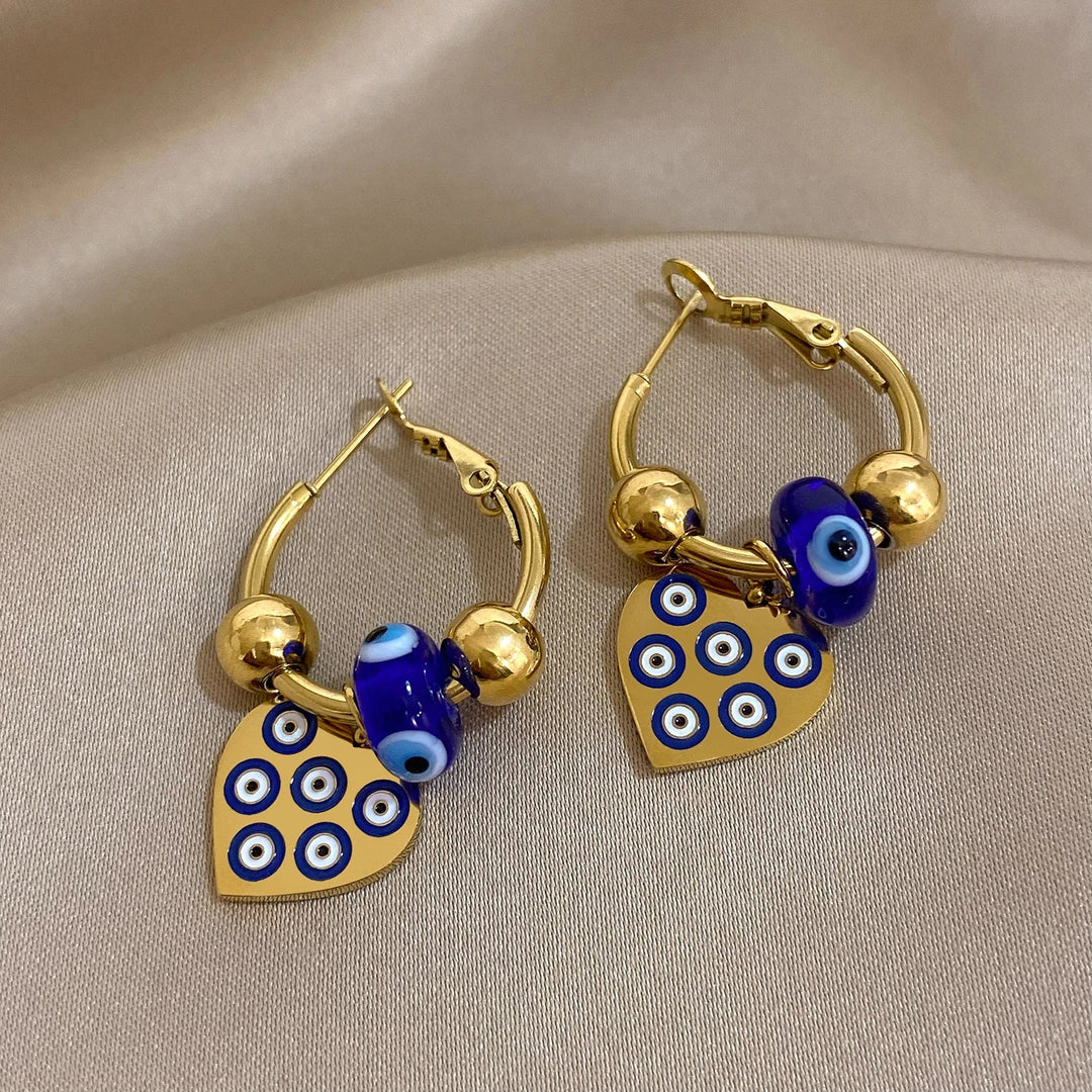 BowLift | Golden Evil Eye Heart Hoop Earrings