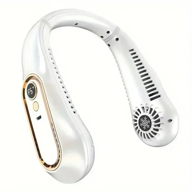 Hanging neck fan portable summer air cooler USB cooling fan with 5 speeds and digital displays - super technology and bladeless | Bowlift
