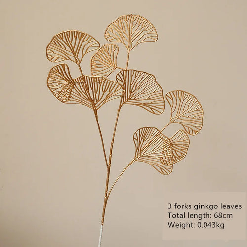 BowLift | Decorative Flower Gold Series | Palm Leaf, Ginkgo & Eucalyptus | Artificial Flower 67–84 cm | Wedding & Christmas