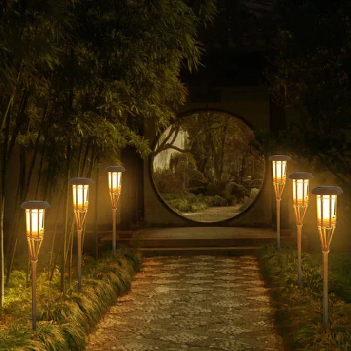 BowLift | Solar Torch 5-piece Set | Flame Look LED Garden Lights | Solar Powered | Decorative Light for Outdoor
