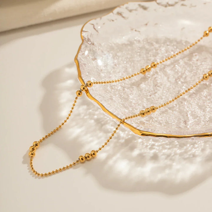 BowLift | 16k Dainty Triple Bead Accent Necklace