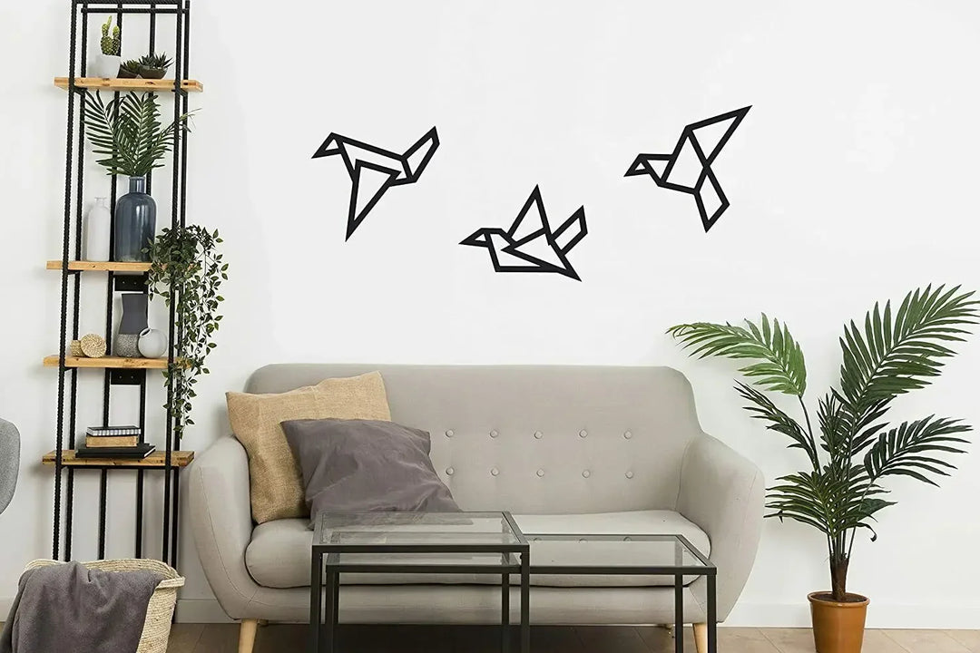 Set of 3Pcs Iron Geometric Birds 3d Wall Decoration For Nordic Living Room Dining Room Bedroom Wall Decor | Bowlift