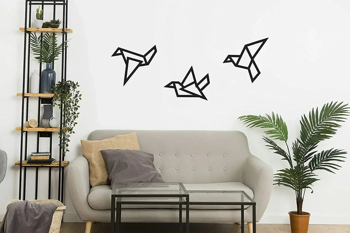 Set of 3Pcs Iron Geometric Birds 3d Wall Decoration For Nordic Living Room Dining Room Bedroom Wall Decor | Bowlift