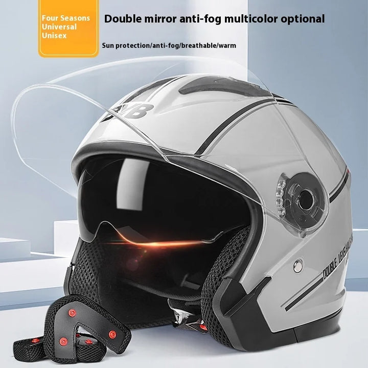 BowLift | Retro 3/4 Open-Face Motorcycle Helmet with Dual Lens – AeroRide