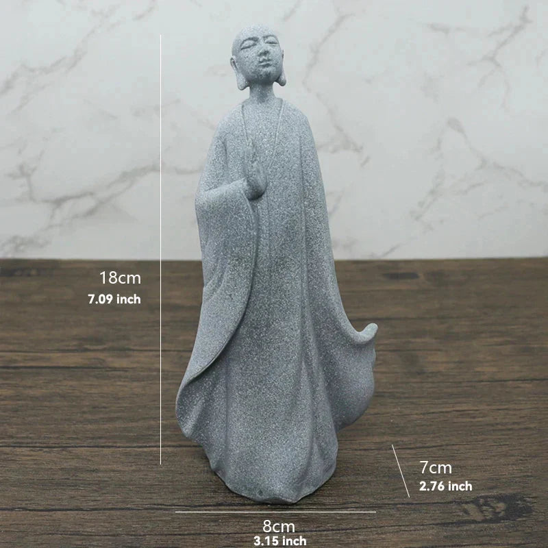 BowLift | Buddha Stone Statue Small Buddhist Monks Tibetan Buddhism Figures Zen Garden Ornament Meditation Home Aquarium Decoration