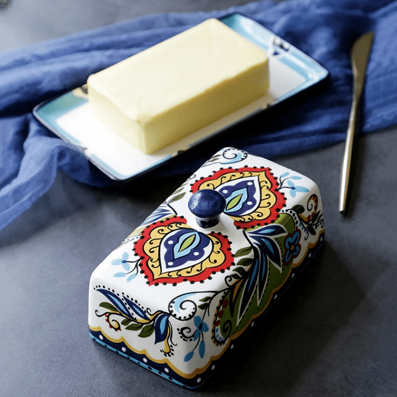 BowLift | Hand-painted butter board with floral pattern