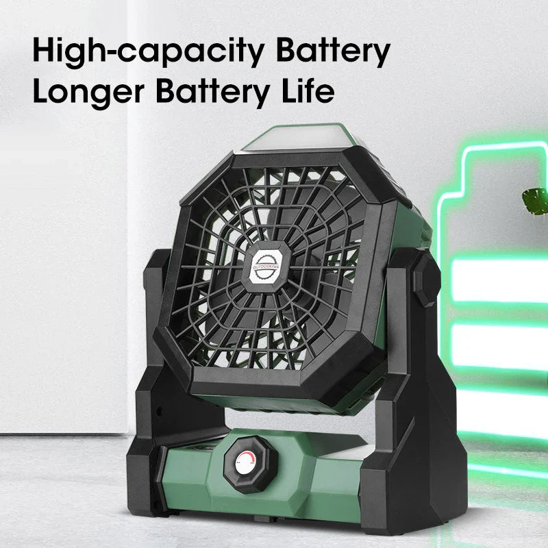 BowLift | Campora BreezeLight | 2-in-1 Camping Fan with LED Lantern | 7800 mAh Battery | 270° Rotatable | USB Rechargeable | For Tent, Outdoor & Travel