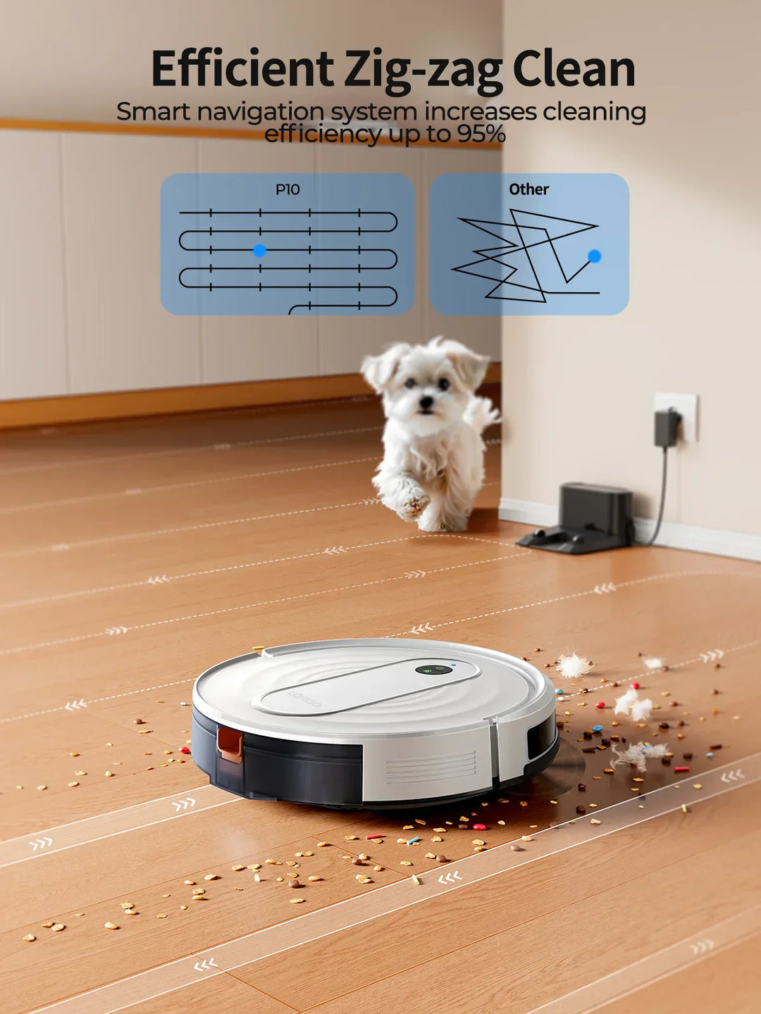 BowLift | SmartClean P10 | 2-in-1 Vacuum and Mop Robot | Gyroscope Navigation | App Control