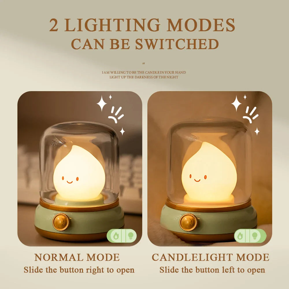 BowLift | LumiFlame LED Night Light | Retro Oil Design | USB Rechargeable | Warm Mood Light