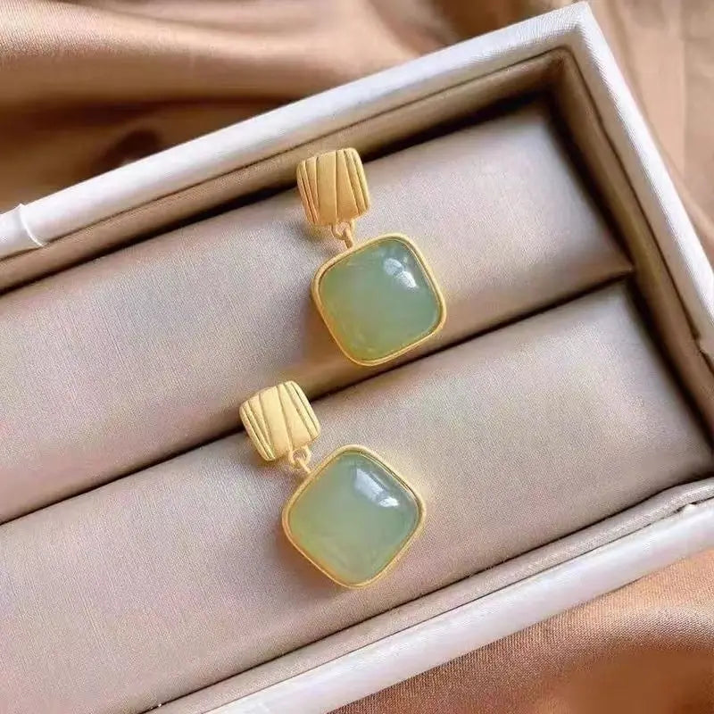 BowLift | Geometric Square Jade Earrings