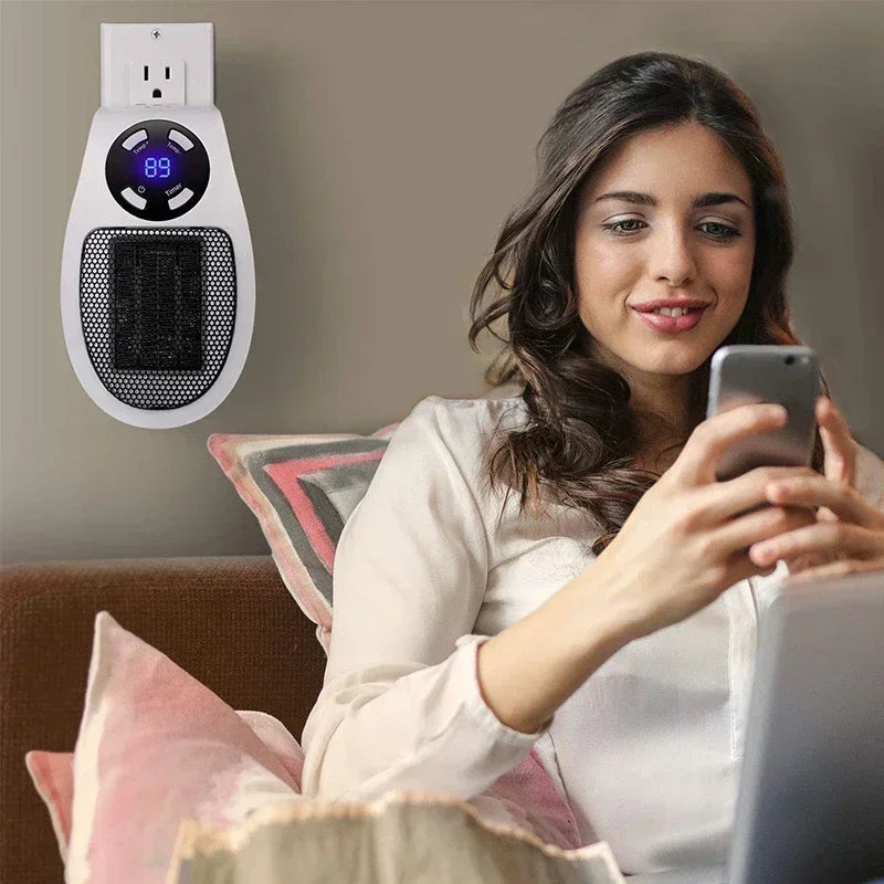 BowLift | ThermoEase 350W Compact Heating Device | Wall Socket Heater with Remote Control | LED Display & Timer | 180° Rotating Plug