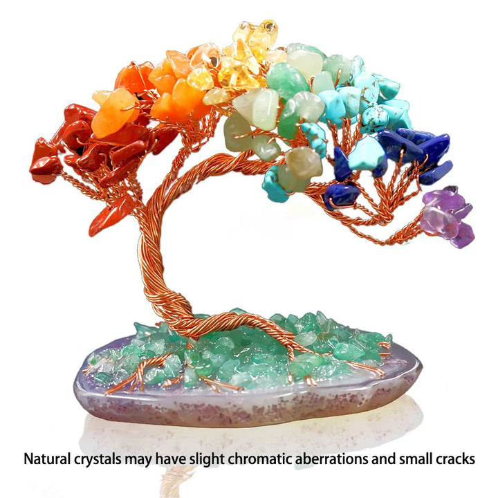 BowLift | Crystal Tree AuroraTree | Natural Gemstones | Agate Base & Copper Wire | Feng Shui Lucky Tree 10 cm