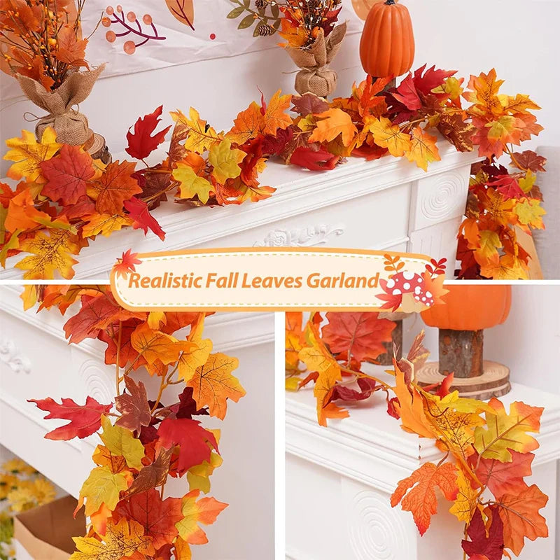 BowLift | Aurelia Autumn Wreath | Artificial Maple Leaf Garland | 200 cm | Decor for Home & Garden
