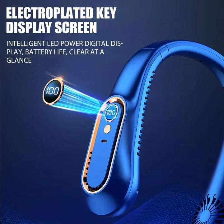 Hanging neck fan portable summer air cooler USB cooling fan with 5 speeds and digital displays - super technology and bladeless | Bowlift