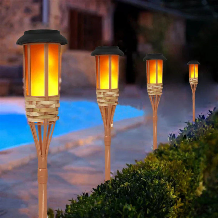 BowLift | Solar Torch 5-piece Set | Flame Look LED Garden Lights | Solar Powered | Decorative Light for Outdoor