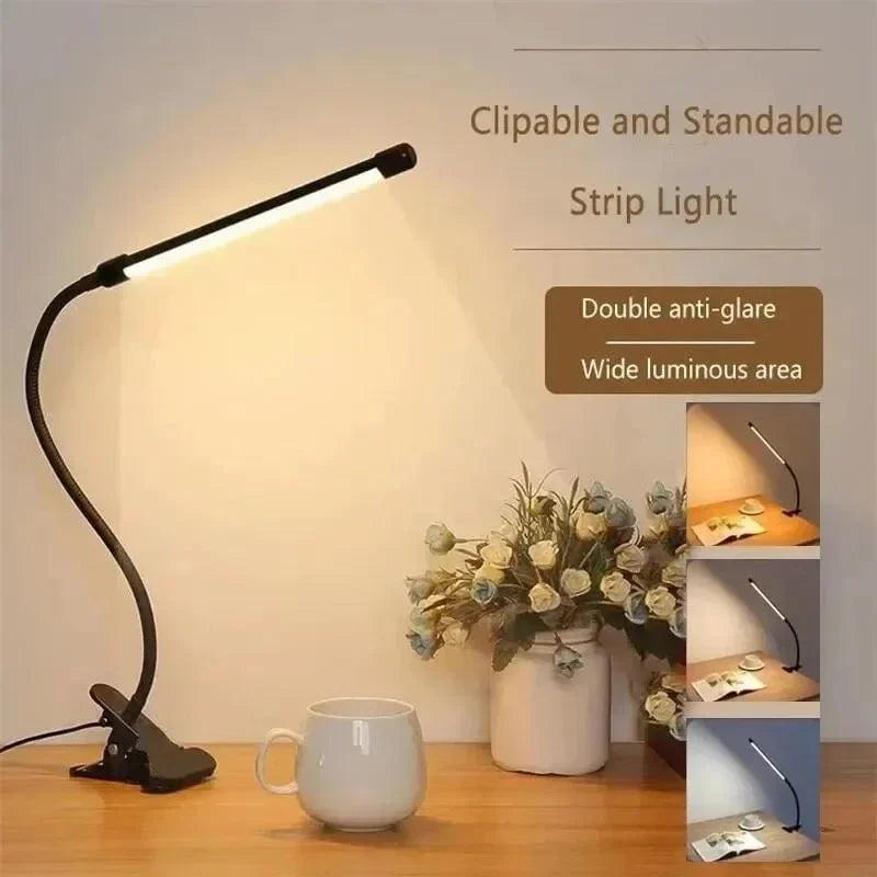 BowLift | LED Clamp Light LumaFlex | 3 Light Colors & 10 Brightness Levels | USB Operation | Flexible Gooseneck | Eye-Friendly & Dimmable