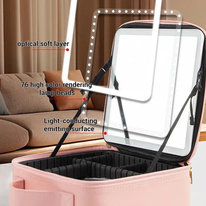 BowLift | LED Mirror Travel Makeup Organizer Bag