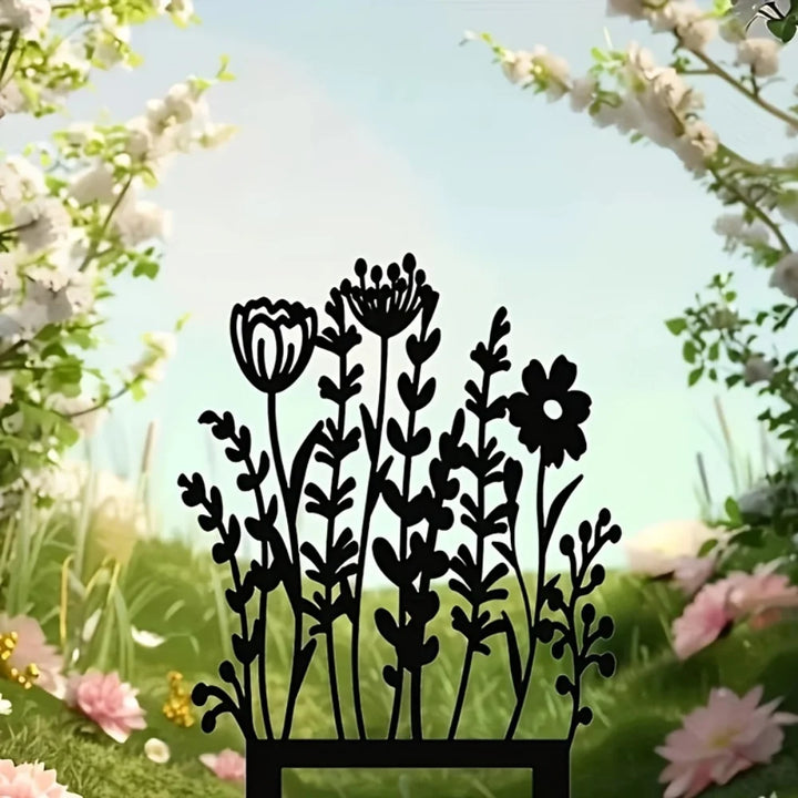 BowLift | FLORAVINTA Metal Garden Stake Wildflower | Rust Look Vintage Yellow | For Beds, Pots & Walls | Handcrafted Country Style