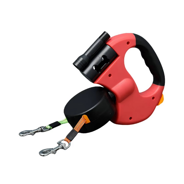 BowLift | Retractable Dual Dog Leash with 360° Swivel and LED Safety Light for Walking Two Dogs