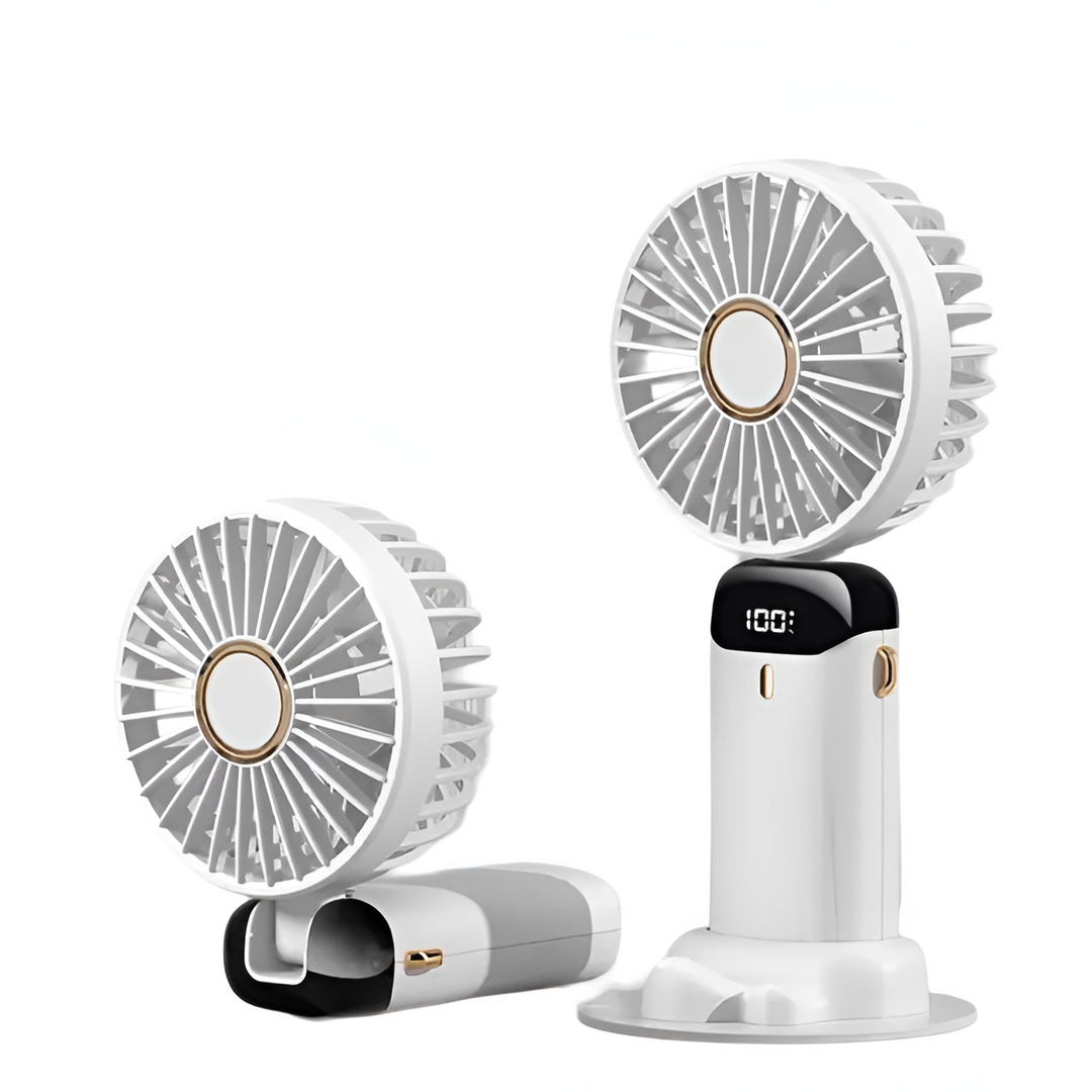 BowLift | Rechargeable Handheld Mini Fan | 5-Speed, 90-Degree Adjustable & Quiet for Office, Home & Outdoor Use