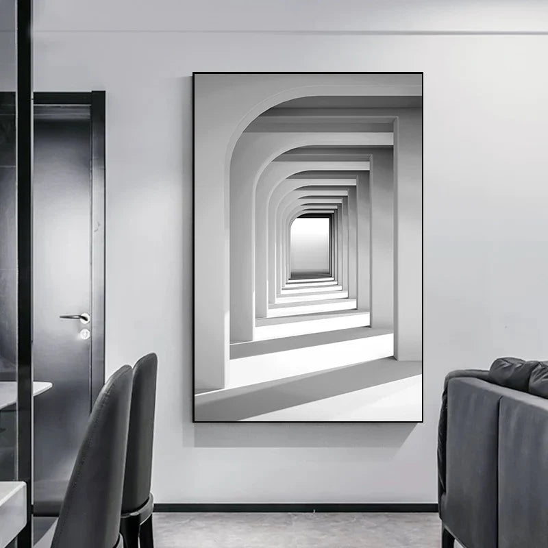 Minimalist Abstract Architectural Wall Art Fine Art Canvas Prints Posters Pictures For Modern Apartment Living Room Home Office Decor | Bowlift