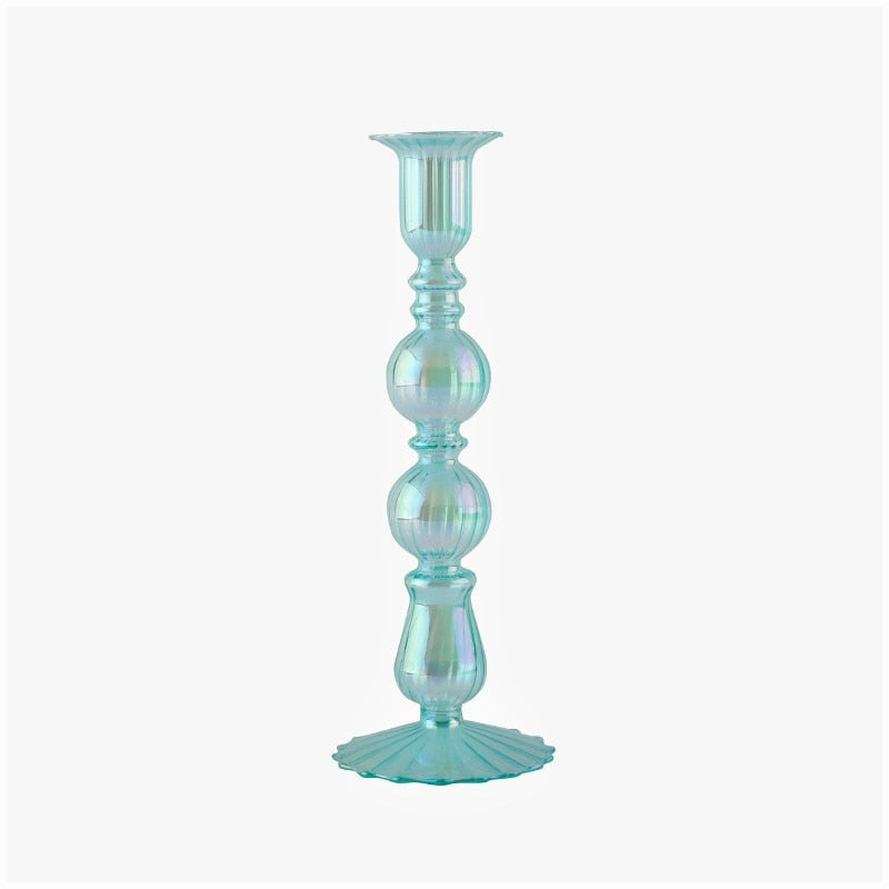 Ribbed Glass Candleholders - Mermaid | Bowlift
