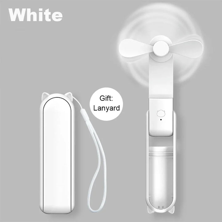 Portable Mini Handheld USB Fan – Rechargeable Folding Pocket Fan with Battery, Cooling Hand Fan and Power Bank Function | Bowlift
