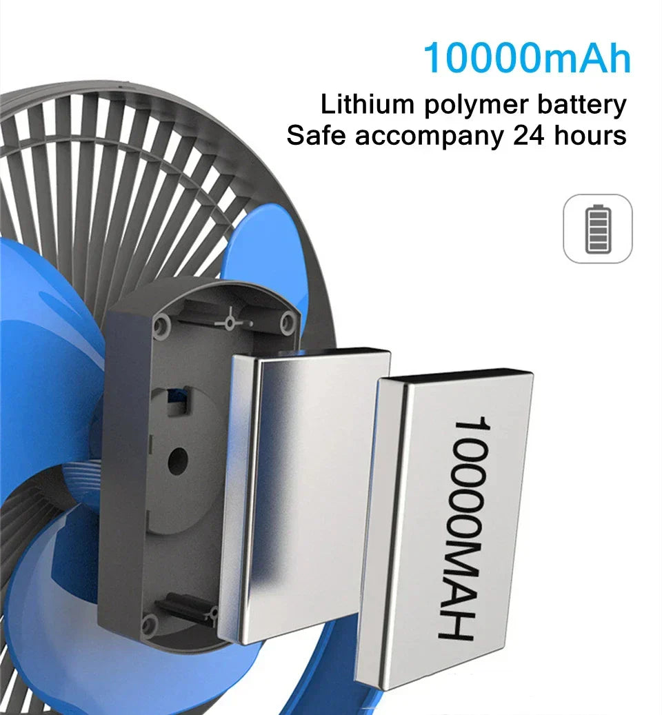Portable USB Rechargeable Fan with 10000mAh Battery & Clip – Zephyr | Bowlift