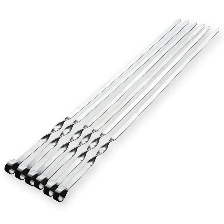 BowLift | GrillMaster Pro Grill Skewers | Extra Long Stainless Steel Skewers with Wooden Handle | Set of 6