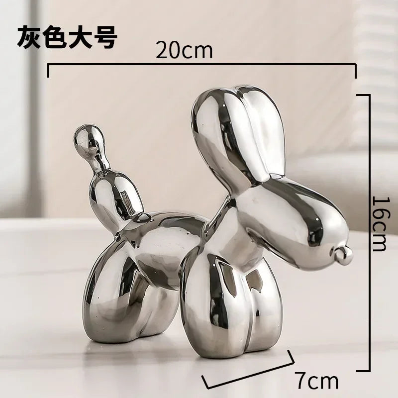 BowLift | Nordic Ceramic Balloon Dog Sculpture Gold Animal Decorations Statue Living Room Ornaments Creative Desktop Ornament Home Decor