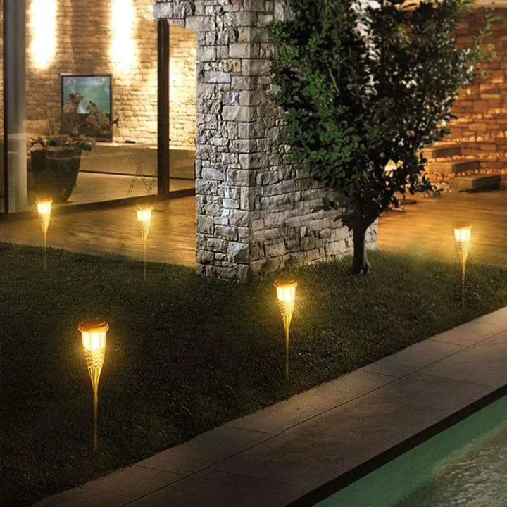 BowLift | Solar Torch 5-piece Set | Flame Look LED Garden Lights | Solar Powered | Decorative Light for Outdoor