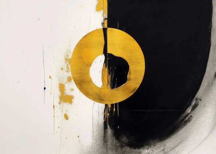 Modern Flowing Geometry Black Golden Abstract Wall Art Fine Art Canvas Prints Pictures For Living Room Dining Room Home Office Decor | Bowlift