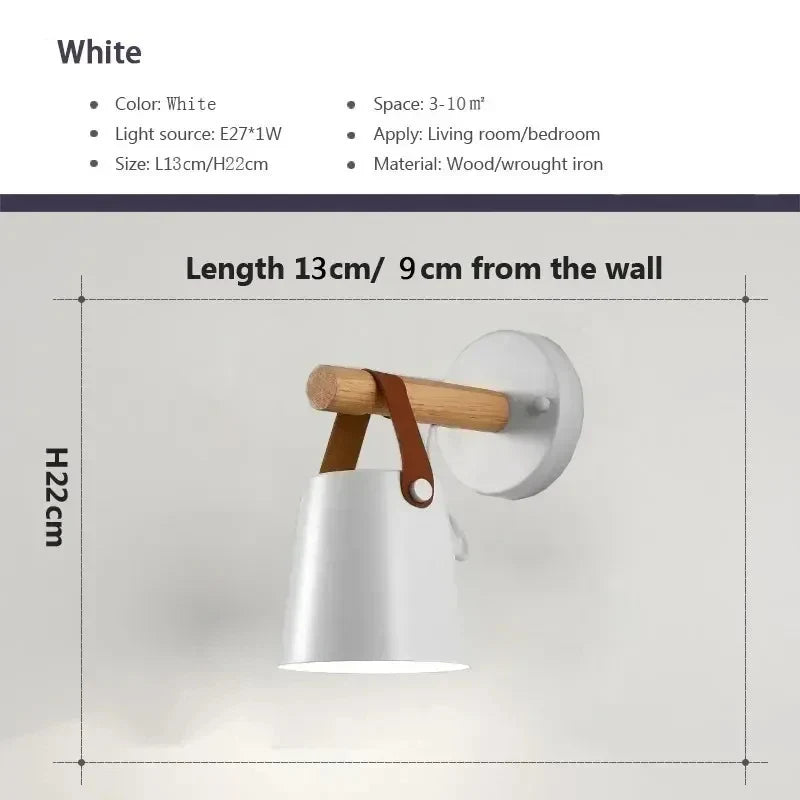NordicGlow Light - Wooden LED Wall Lamp with Leather Accents Bowlift