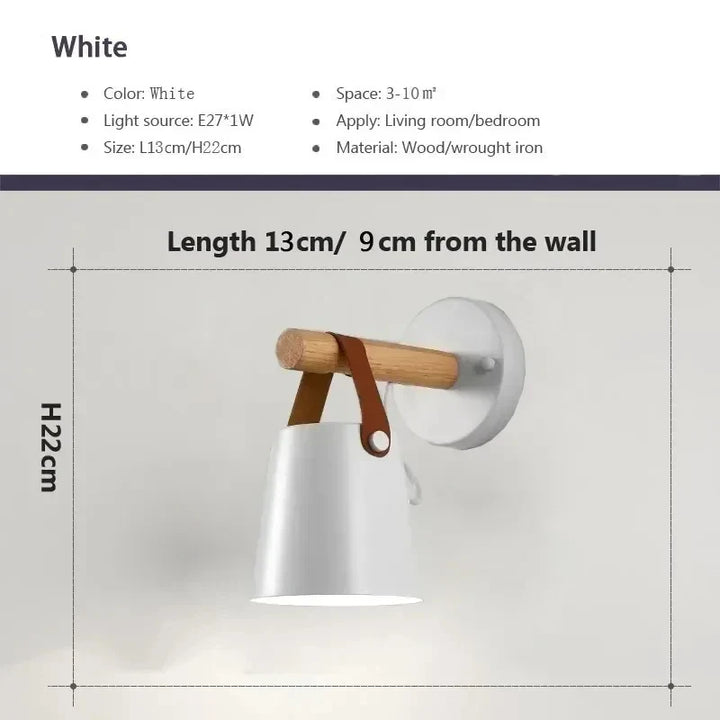 NordicGlow Light - Wooden LED Wall Lamp with Leather Accents Bowlift